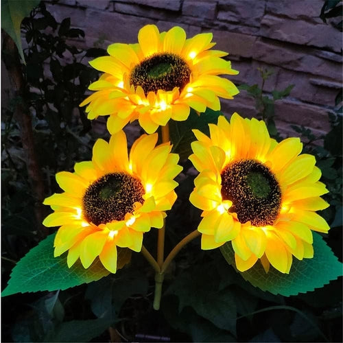 Outdoor LED Solar Sunflower Lights-IP65 Waterproof Garden Stakes