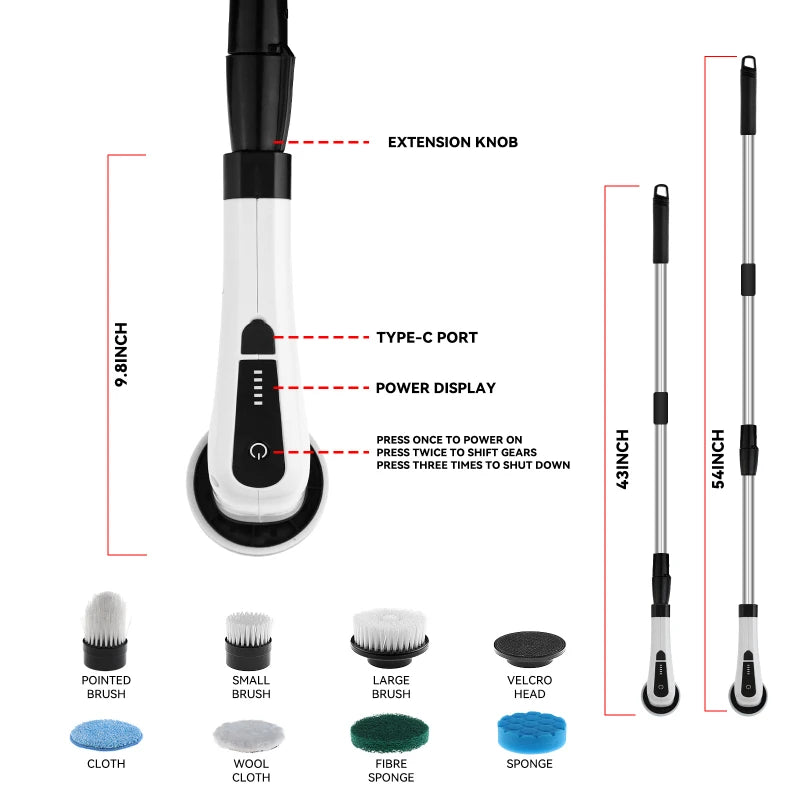 8-in-1 Electric Cleaning Brush | Cordless Rechargeable Cleaning brush