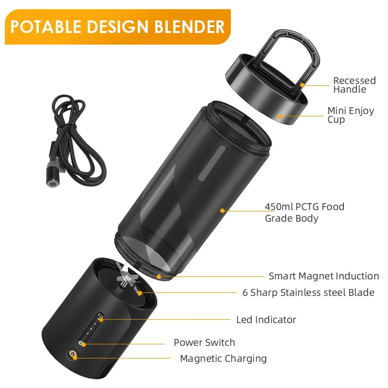 Portable USB Electric Juice Mixer Blender Mini Rechargeable