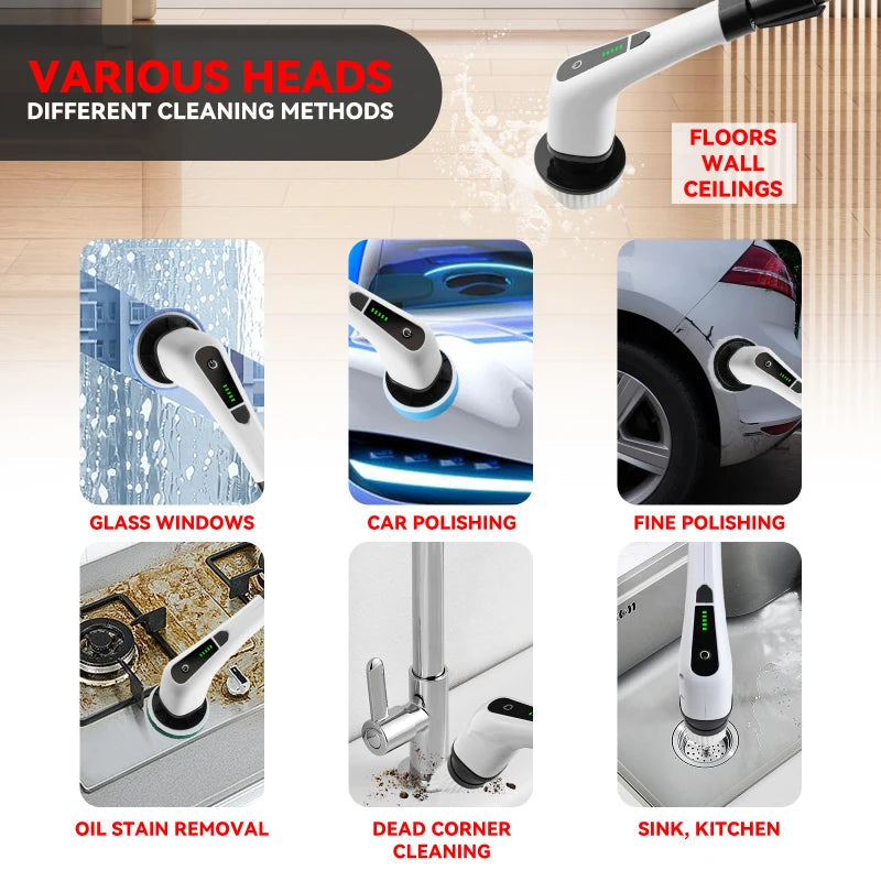 8-in-1 Electric Cleaning Brush | Cordless Rechargeable Cleaning brush