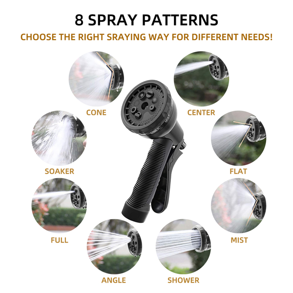 3x Expandable Garden Hose set with 8 pattern spray nozzle