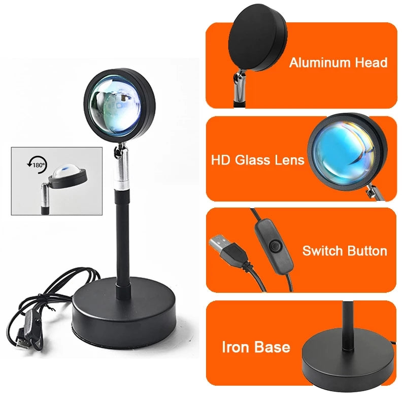 Smart RGB Sunset Projection Lamp with App Control & Remote