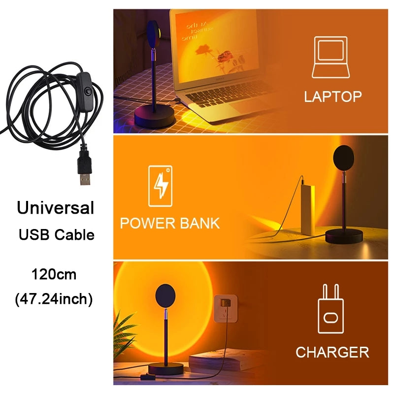 Smart RGB Sunset Projection Lamp with App Control & Remote