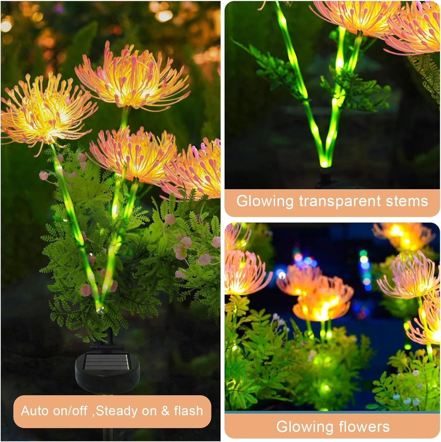 Solar Flower Lights Outdoor Waterproof for Yard & Pathway Decor