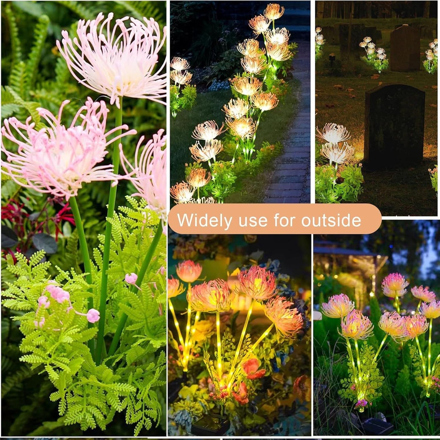 Solar Flower Lights Outdoor Waterproof for Yard & Pathway Decor