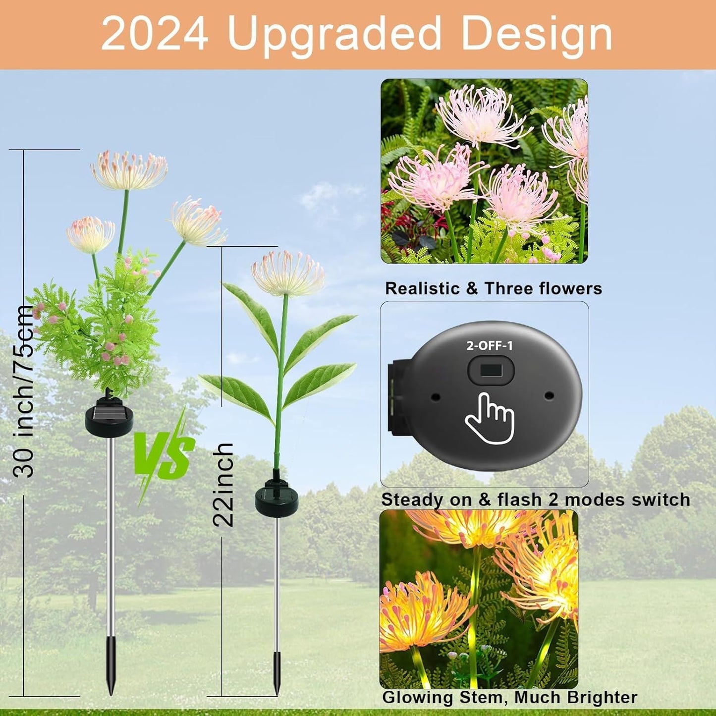 Solar Flower Lights Outdoor Waterproof for Yard & Pathway Decor