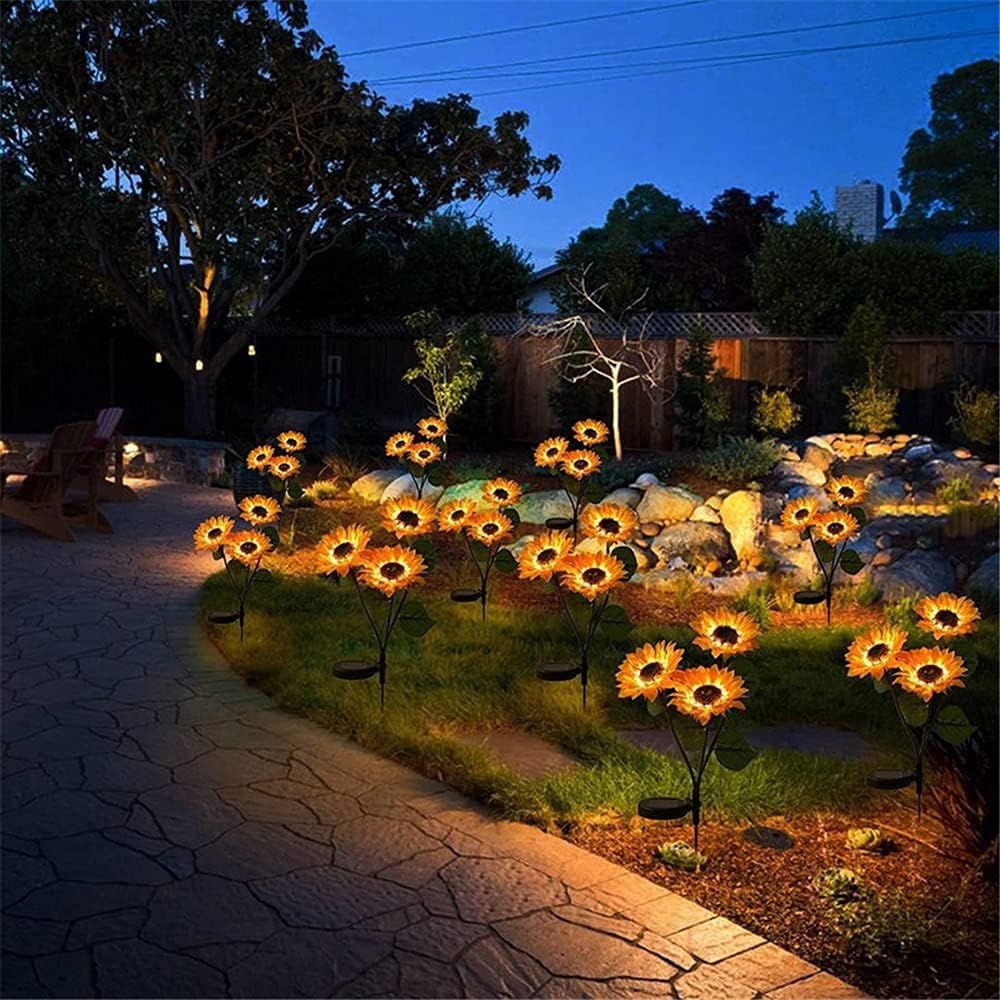 Outdoor LED Solar Sunflower Lights-IP65 Waterproof Garden Stakes