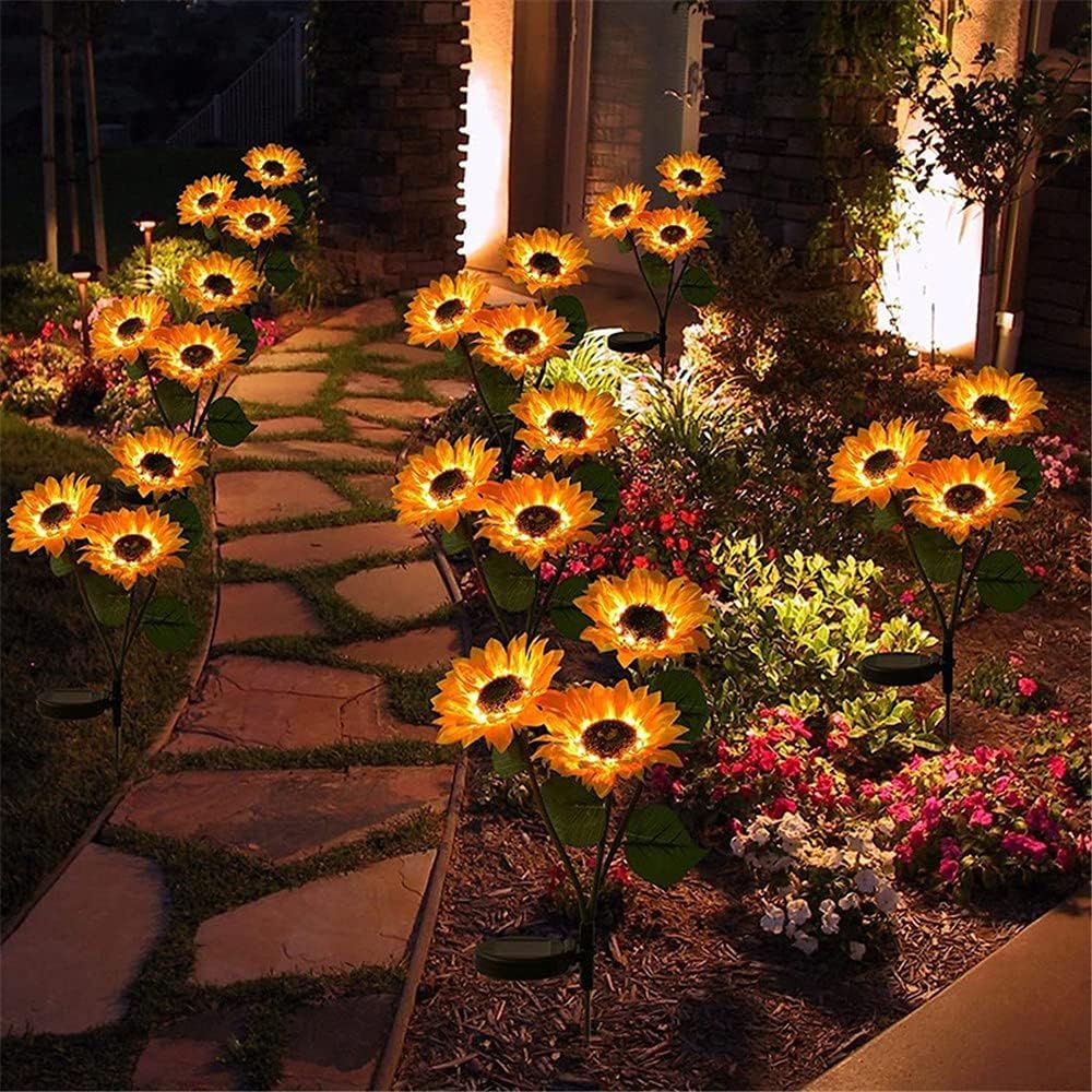 Outdoor LED Solar Sunflower Lights-IP65 Waterproof Garden Stakes